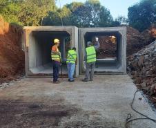 Obra de recuperação da rodovia de Entre Rios já tem novas galerias de concreto Foto: DER