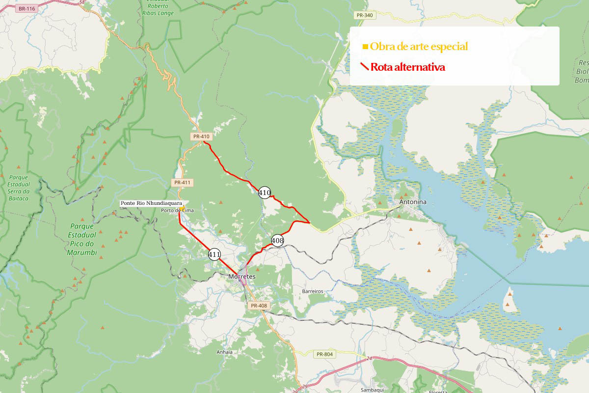 Bloqueio parcial de ponte de Morretes para novas obras começa nesta segunda-feira Foto: DER