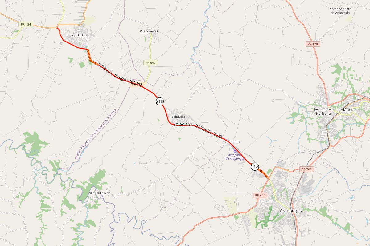 Ligação entre os municípios de Arapongas e Astorga recebe obras de conservação. Foto: DER