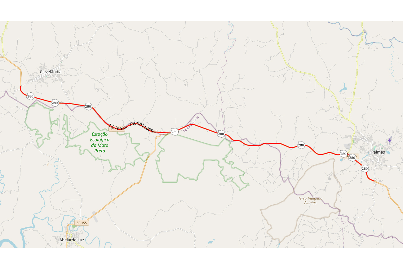 Começa a etapa de concretagem da rodovia entre Palmas e Clevelândia Foto: DER