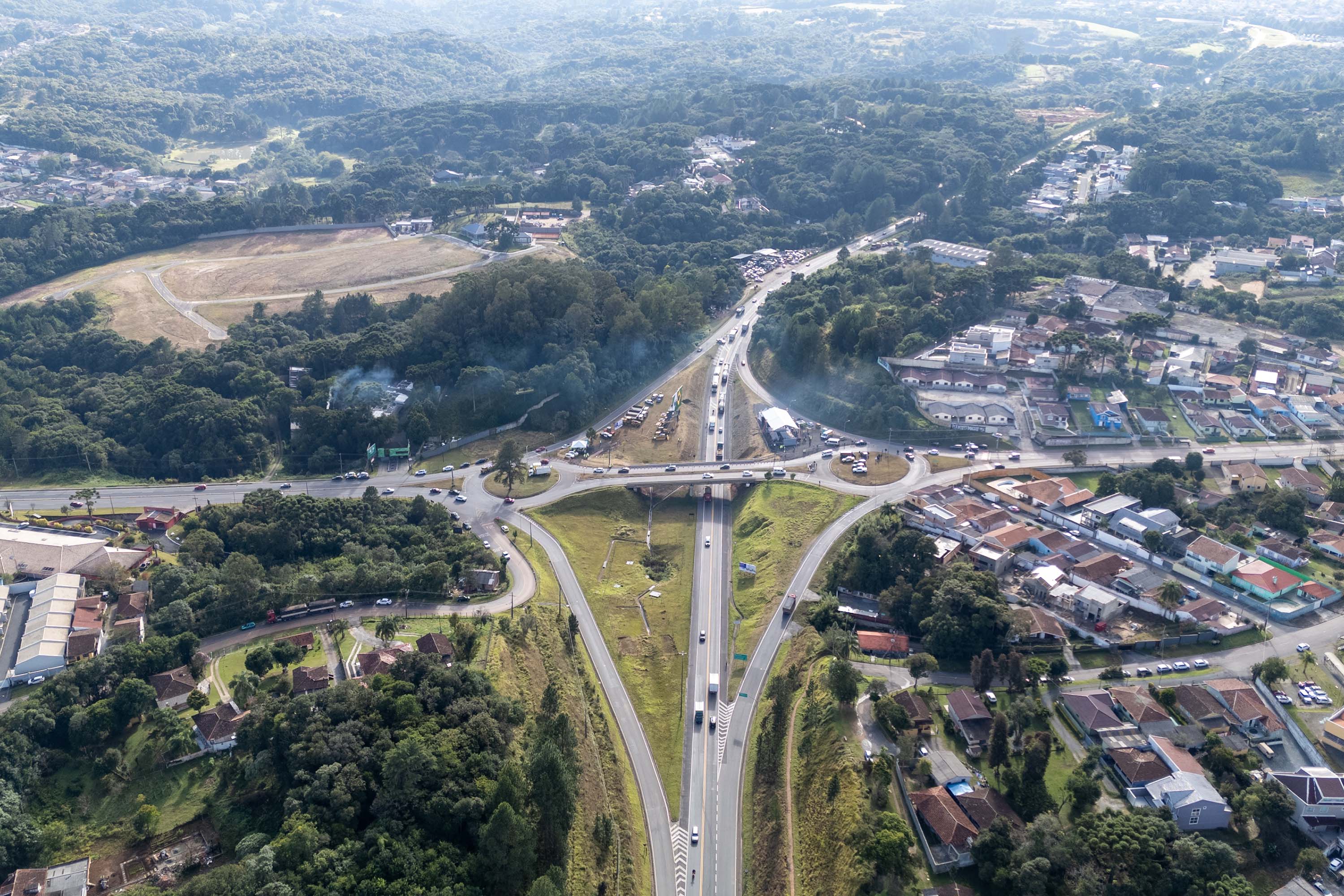 Vista aérea da Duplicação do Contorno Norte de Curitiba