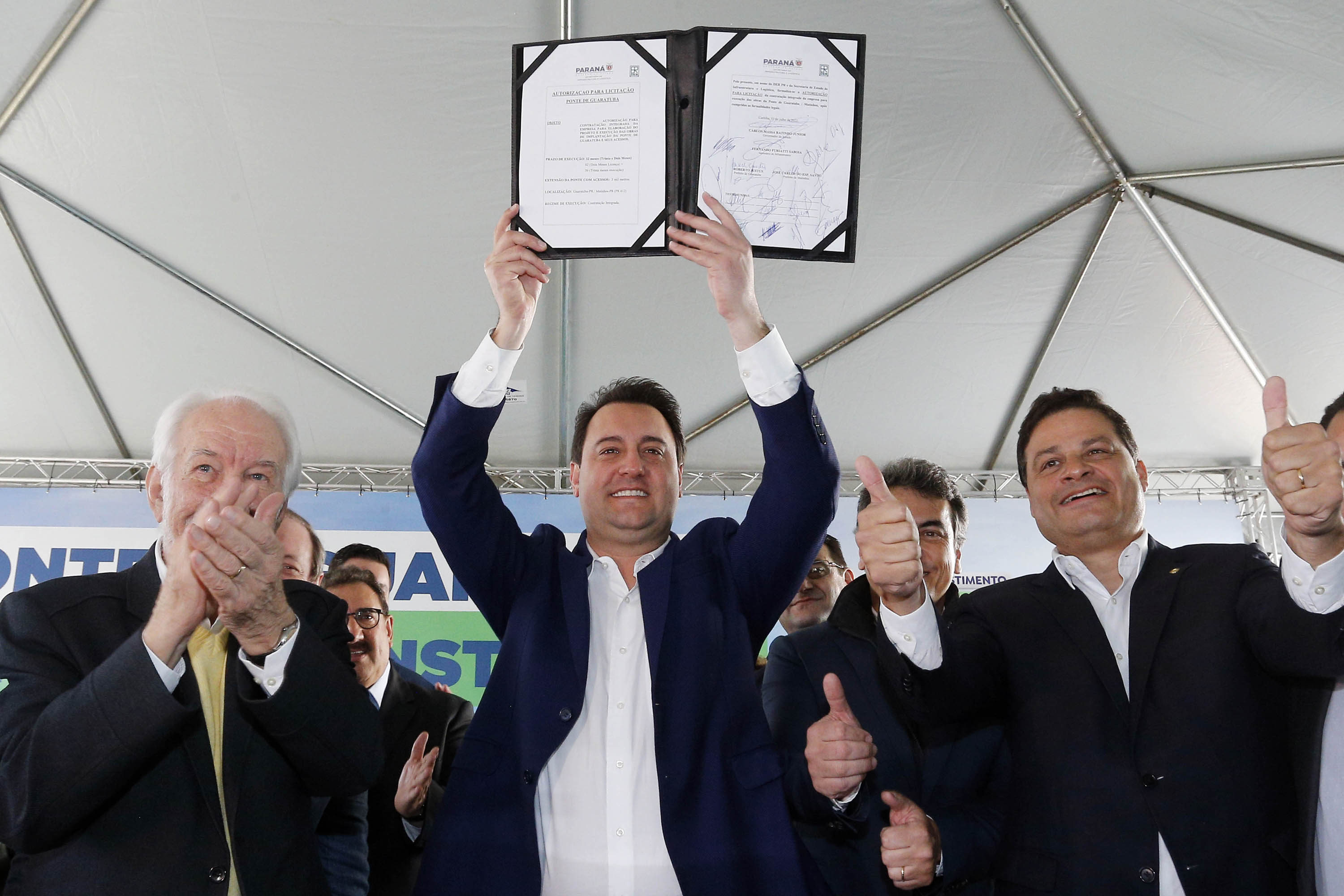 Cerimônia de lançamento do edital da ponte