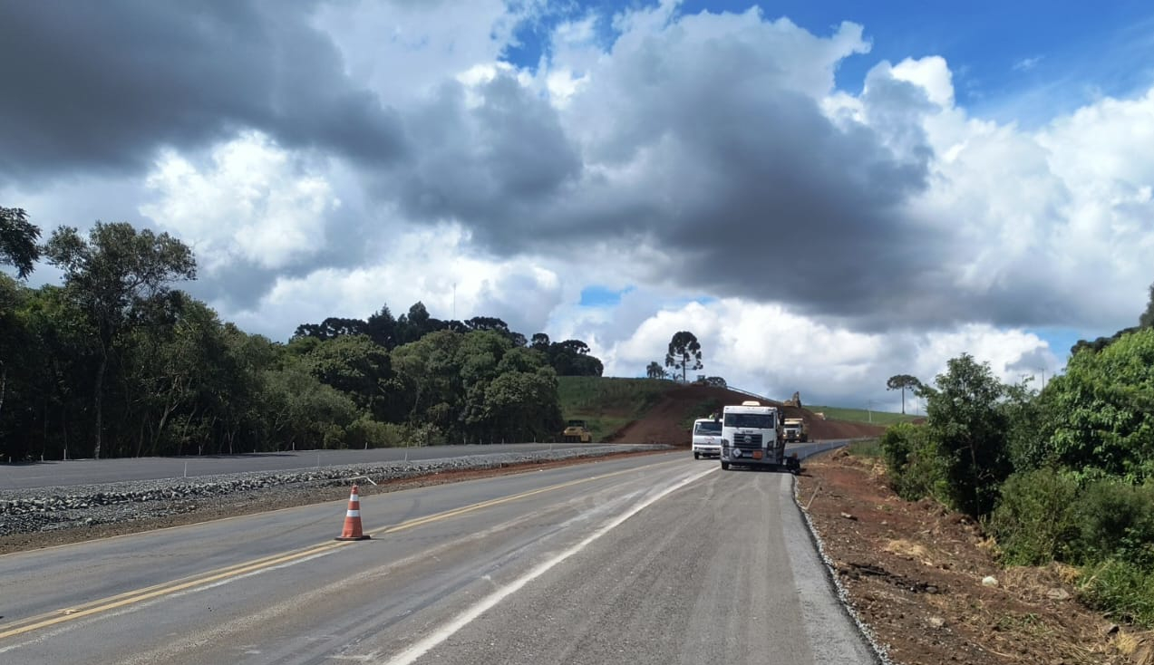 Duplicação em concreto da PRC-466 entre Turvo e Palmeirinha chega a 22,7% de execução