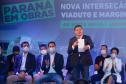 O governador Carlos Massa Ratinho Junior e o Secretário da Infraestrutura, Sandro Alex acompanhados do diretor-geral do DER, Fernando Furiatti inauguraram nesta terça-feira (10) o Viaduto do Sabará, no quilômetro 173 da rodovia BR-373, em Ponta Grossa, nos Campos Gerais. Foto: Rodrigo Félix Leal / InfraPR 