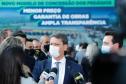 O governador Carlos Massa Ratinho Junior e o ministro da Infraestrutura, Tarcísio Gomes de Freitas, apresentam, os detalhes da nova concessão de 3,3 mil quilômetros de rodovias do Paraná. Foto: Rodrigo Félix Leal / InfraPR