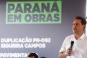 Governador Carlos Massa Ratinho Junior anuncia a duplicação de 4,2 quilômetros da PR-092, no Norte Pioneiro. Foto: Jonathan Campos/AEN