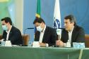 O governador Carlos Massa Ratinho Junior e secretários de Estado apresentam nesta sexta-feira (26), em conjunto com a Polícia Rodoviária Federal, detalhes do plano de operação para o fim da concessão das rodovias paranaenses, que ocorre neste final de semana. - 26/11/2021 - Foto:Rodrigo Félix Leal /InfraPR