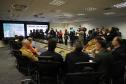Reunião dos representantes das forças de segurança do Paraná que fazem parte do gabinete de crise para concentrar a tomada de decisões e atendimento às vítimas dos deslizamentos de terra na BR-376 e nas demais rodovias do Paraná. Foto: Albari Rosa/AEN