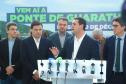 O Governador Carlos Massa Ratinho Junior anunciou a emissão da licença ambiental prévia para a construção da Ponte de Guaratuba, no Litoral do Paraná.  Foto: Rodrigo Félix Leal / Seil