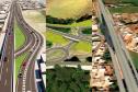 MONTAGEM FEITA COM PROJEÇÕES DE OBRAS DE RODOVIAS DE CONCRETO
