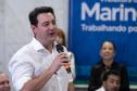 Governador, Ratinho Júnior, falando no microfone