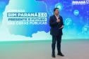 Secretário de Estado de Infraestrutura e Logística do Paraná e presidente do Comitê Gestor BIM, Sandro Alex, falando de cima do palco