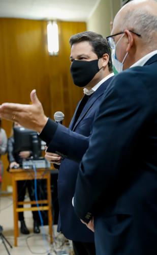 Foi realizado nesta terça-feira (15) o primeiro encontro de uma agenda de reuniões do Grupo de Trabalho do Plano Estadual Ferroviário com prefeitos dos municípios abrangidos pelo projeto da Nova Ferroeste. Foto: Rodrigo Félix Leal / INFRA