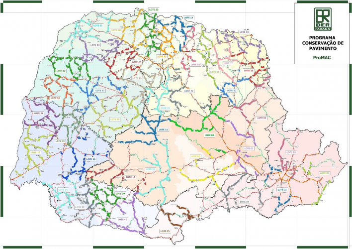 mapa do Programa de Conservação de Pavimento (ProMac)