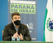 O secretário de Infraestrutura e Logística, Sandro Alex, atende a imprensa nesta quinta-feira (5) para esclarecer a nova modelagem das concessões de rodovias do Paraná. 05/08/2021. Foto: Rodrigo Félix Leal / INFRA