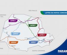 O governador Carlos Massa Ratinho Junior e o ministro da Infraestrutura, Tarcísio Gomes de Freitas, apresentam, os detalhes da nova concessão de 3,3 mil quilômetros de rodovias do Paraná. Foto: Rodrigo Félix Leal / InfraPR