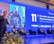 Governador Carlos Massa Ratinho Junior participa do 11º Encontro de Líderes Representantes do Sistema Confea/Crea e Mútua. Foto: CONFEA