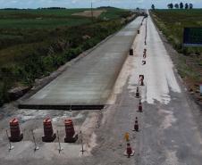 Obras-Pavimentação em Concreto da PR-280-Palmas.Foto: Ari Dias/ AEN.