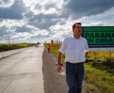 O governador Carlos Massa Ratinho Junior vistoriou nesta quinta-feira (28) uma das obras mais aguardadas da região Sudoeste: a revitalização do trecho da PRC-280 que vai de Palmas ao Trevo Novo Horizonte, em General Carneiro Foto: Ari Dias/AEN