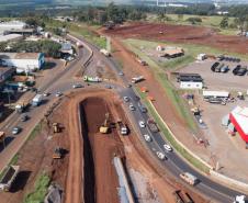 Obra do novo Trevo Cataratas de Cascavel chega a 80% de conclusão -  Foto: DER-PARANÁ