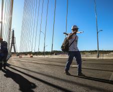 Nova ponte Brasil-Paraguai, em Foz do Iguaçu, está quase finalizada. Foto: Rodrigo Félix Leal / SEIL