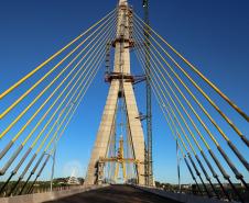 Governador Ratinho Junior faz última vistoria na Ponte da Integração, que está concluída Foto: Rodrigo Félix Leal / SEIL