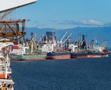 Porto de Paranaguá tem dez berços operando com calado maior e atrai navios cada vez maiores. Foto: Rodrigo Félix Leal / SEIL