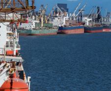 Porto de Paranaguá tem dez berços operando com calado maior e atrai navios cada vez maiores. Foto: Rodrigo Félix Leal / SEIL