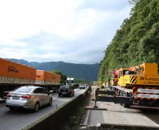 Obra de recuperação da BR-277 no Litoral entra na fase de contenção definitiva  Foto: Rodrigo Félix Leal / SEIL