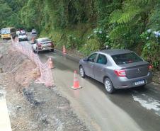 DER libera Estrada da Graciosa; chuvas e monitoramento das encostas podem levar a novos bloqueios - Foto: DER