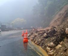 Estrada da Graciosa está interditada devido às chuvas Foto: DER