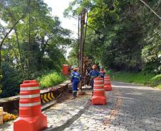 Obras emergenciais na Estrada da Graciosa avançam com contenção e sondagens Foto: DER