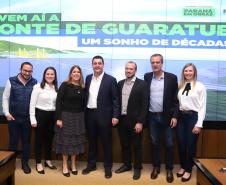 O Governador Carlos Massa Ratinho Junior anunciou a emissão da licença ambiental prévia para a construção da Ponte de Guaratuba, no Litoral do Paraná.  Foto: Rodrigo Félix Leal / Seil