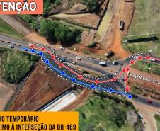 Serviços da nova Perimetral Leste de Foz do Iguaçu alteram tráfego na BR-469 Foto: DER-PR