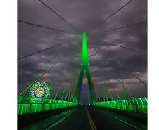 Teste de iluminação cênica marca fim dos trabalhos na Ponte da Integração Brasil Foto: DER-PR