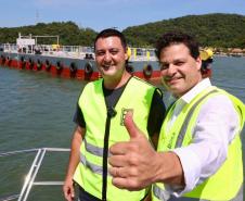 Obra da Ponte de Guaratuba-Matinhos recebe nova balsa de apoio marítimo  Foto: Rodrigo Félix Leal/SEILPR