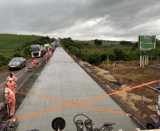Começa a etapa de concretagem da rodovia entre Palmas e Clevelândia Foto: DER