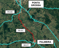 R$ 274 milhões: DER/PR publica edital de modernização da PR-151, de Palmeira a Ponta Grossa Foto: DER