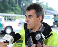 Segundo o diretor-geral do DER/PR, Fernando Furiatti, os equipamentos paranaenses devem ficar, inicialmente, 14 dias no Rio Grande do Sul, prazo que poderá ser prorrogado conforme necessidade. Foto: Rodrigo Félix Leal / SEIL