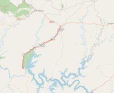 mapa dos serviços de conservação na PRC-158 entre Laranjeiras e Rio Bonito do Iguaçu