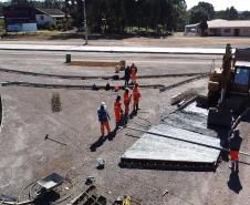 Em quatro meses, pavimentação em concreto entre Palmas e Clevelândia passa de 40%