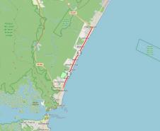 Mapa da Duplicação em concreto entre Matinhos e Pontal do Paraná