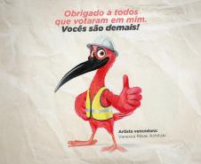O personagem eleito pelo público como o mascote da Ponte de Guaratuba, a ave Guará
