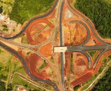 Vista aérea da Obra da Perimetral Leste de Foz do Iguaçu