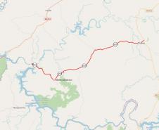 Mapa da PR-459 entre Reserva do Iguaçu e Pinhão