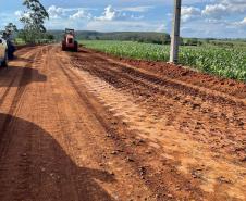 obras na estrada entre Ramilândia e Santa Helena