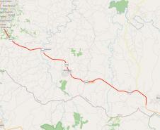 Mapa da rodovia de concreto no Sudoeste