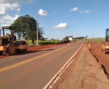 obras do novo trevo rodoviário entre Porto Rico e São Pedro