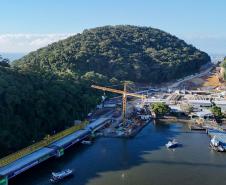 vista aerea da obra da ponte
