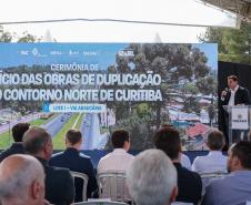 O governador Carlos Massa Ratinho Junior e o ministro dos Transportes, Renan Filho, participam nesta quarta-feira (18) do anúncio do início da duplicação do Contorno Norte de Curitiba.